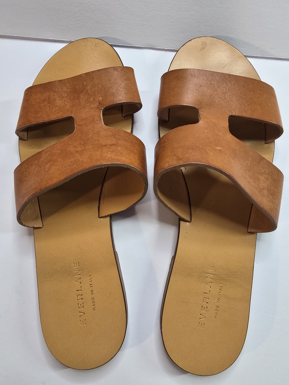 🤩Everlane Cognac Leather Double‑Strap Slide